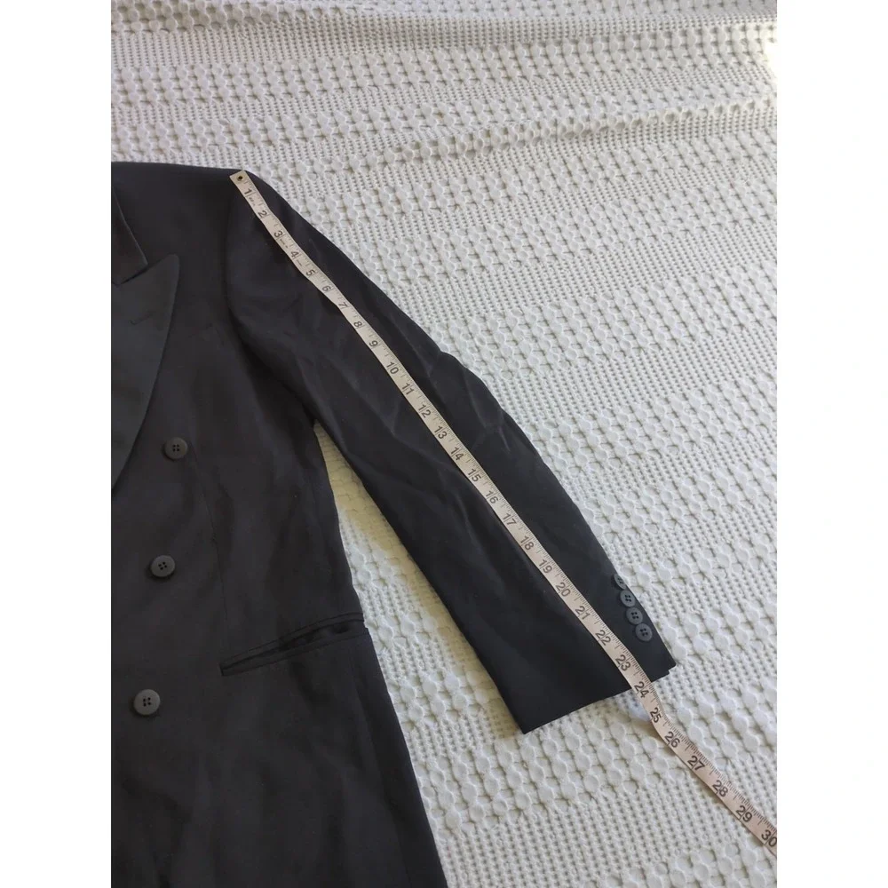 Yves Saint Laurent Double Breasted Tuxedo Blazer Sz 46 Reg Pour‎ Homme Black